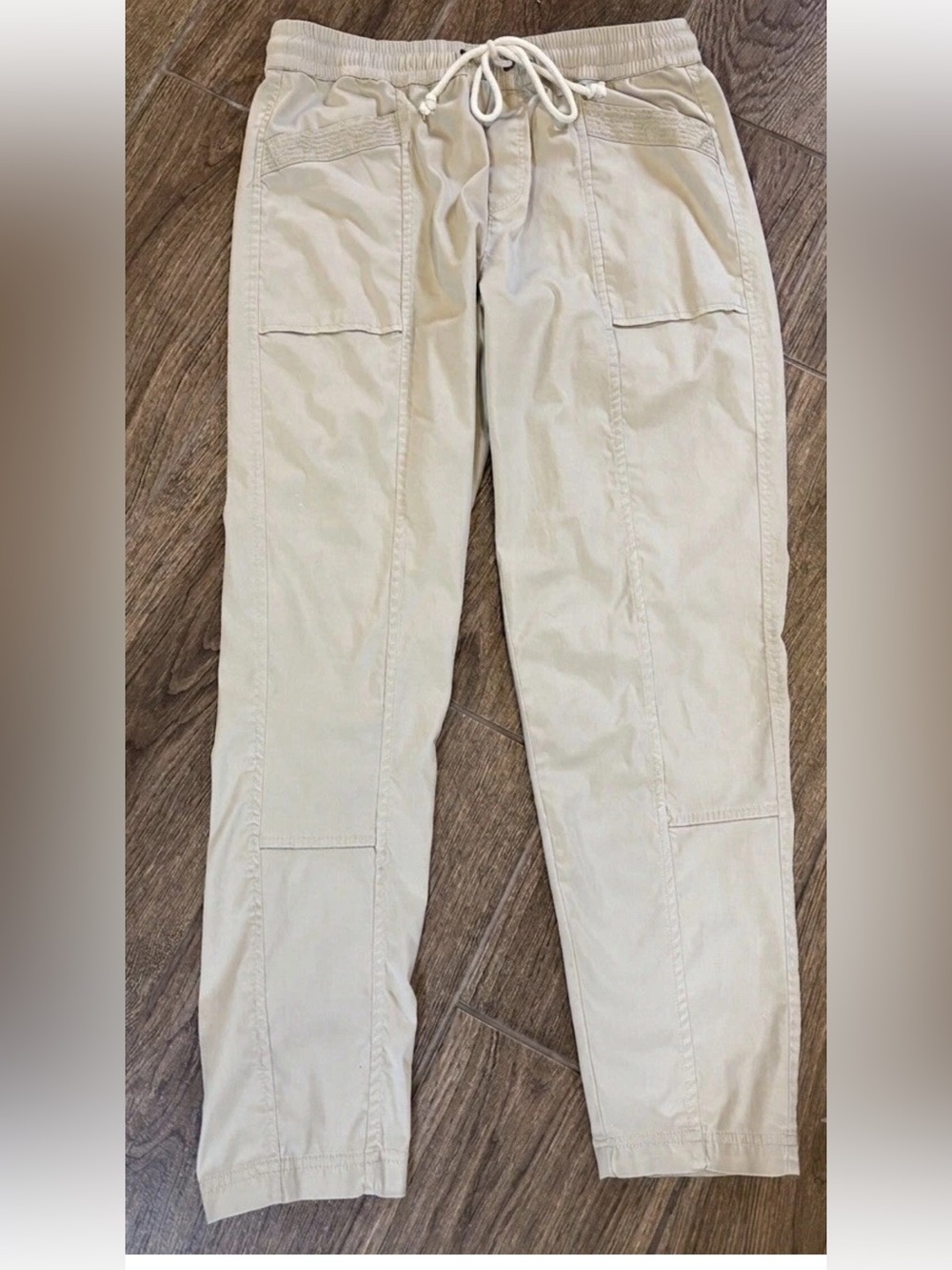 Lou & Grey Utility Cargo Pants Medium Lyocell Drawstring Beige Casual